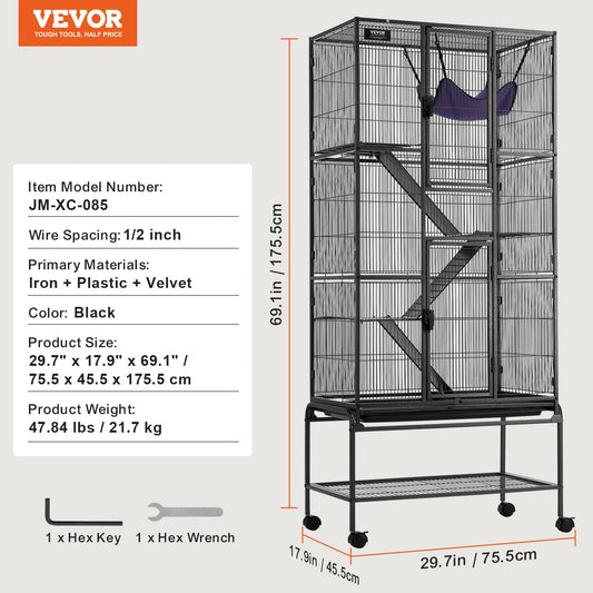 SucceBuy Four Tier Rolling Metal Heavy Duty Pet Cage