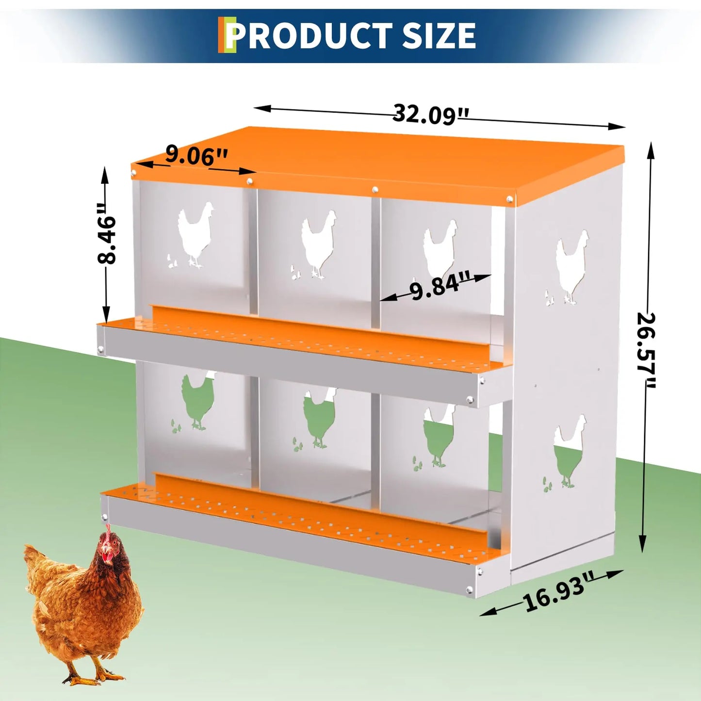 Studyset 6 Compartment Chicken Nesting Box With Removable Tray Wall Mount