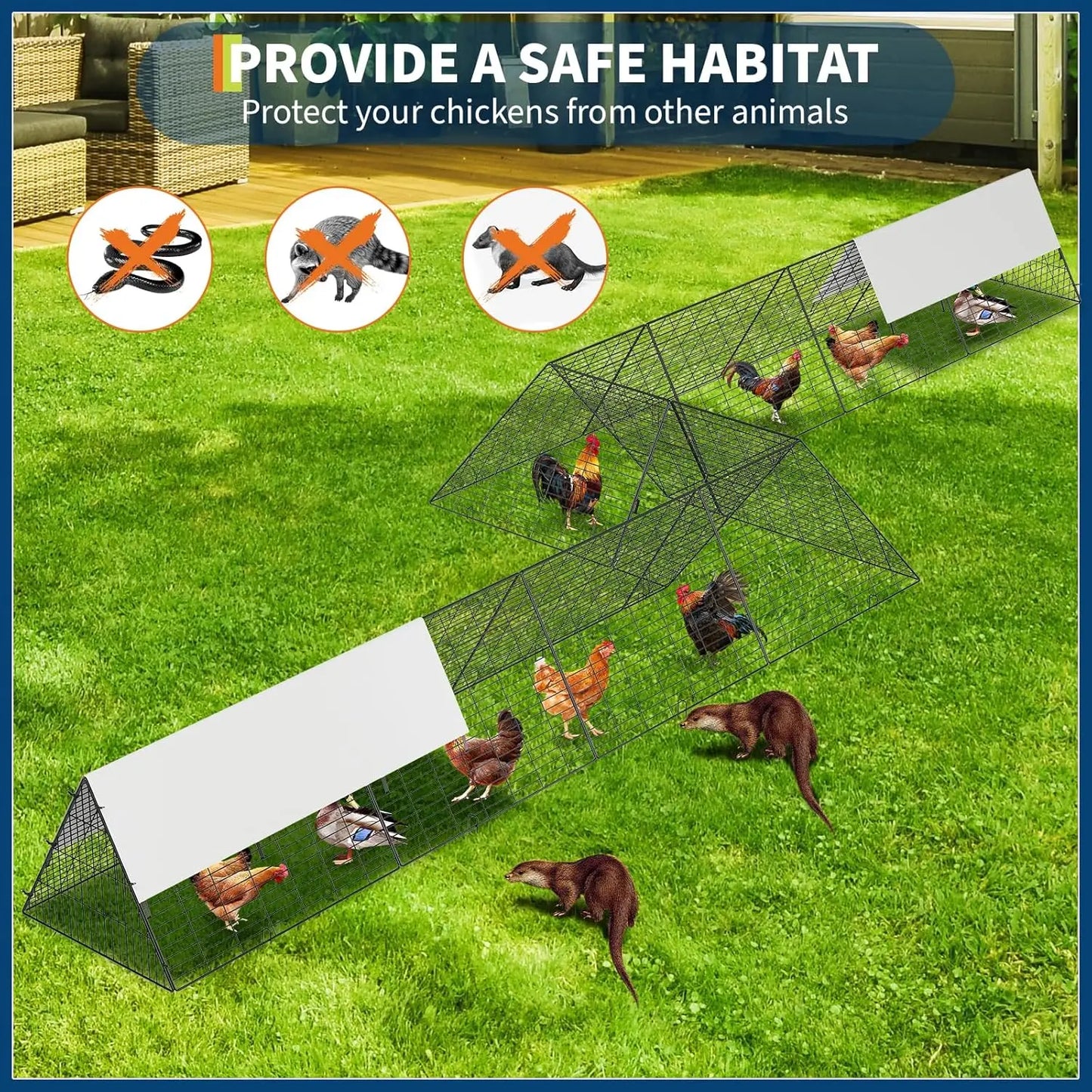 HiMISS Stainless Steel Chicken Tunnel Cage Outdoor Yard