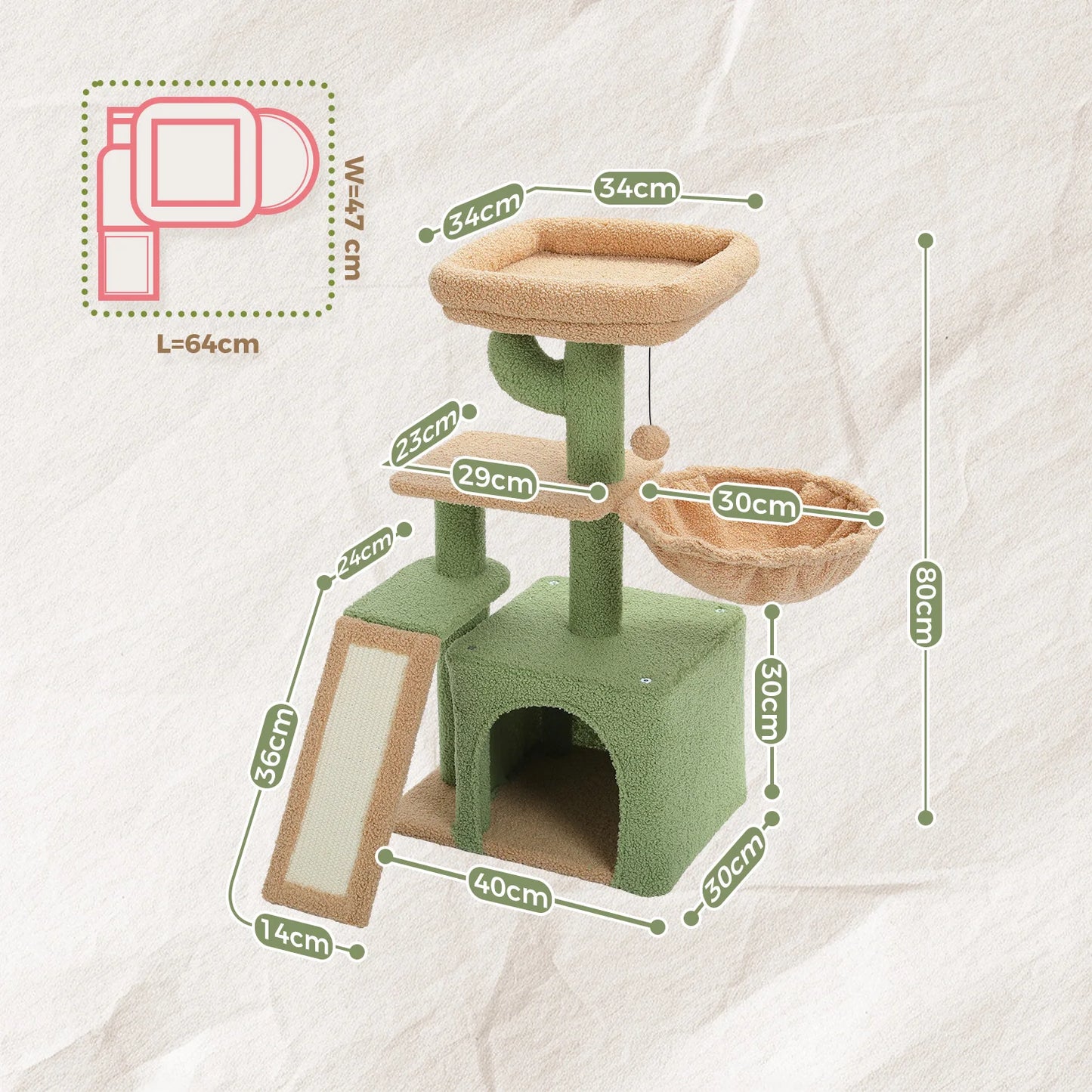 PAWZ Road Cat Tree For Indoor Cats With Scratching Posts