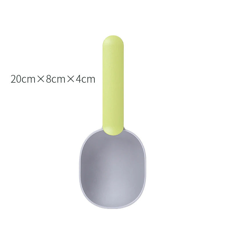 Multifunctional Dog Food Cat Food Shovel Spoon Feeding Spoon Sealed Bag Clip Creative Measuring Cup Curved Design Easy To Clean