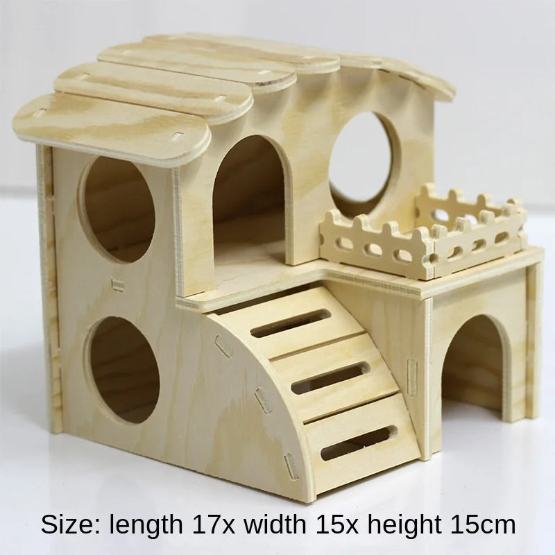 Wooden Hamster Toys Set With Cages Running Wheels Nests