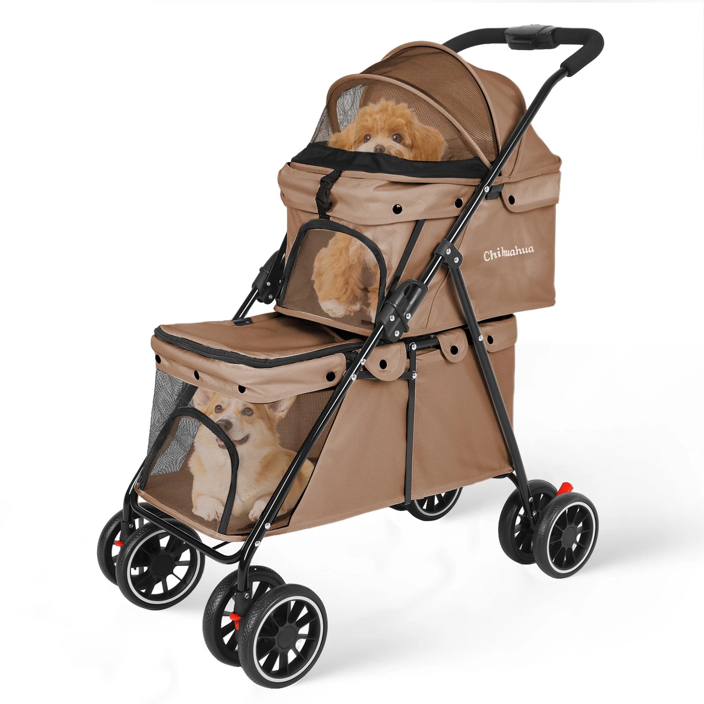 Chihuahua Double Pet Stroller For Dogs And Cats Foldable
