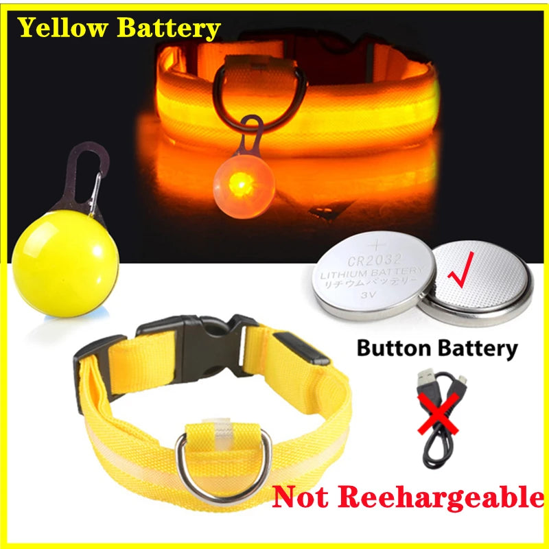 USB Charging Glowing Dog Collar With Pendant Detachable LED Light