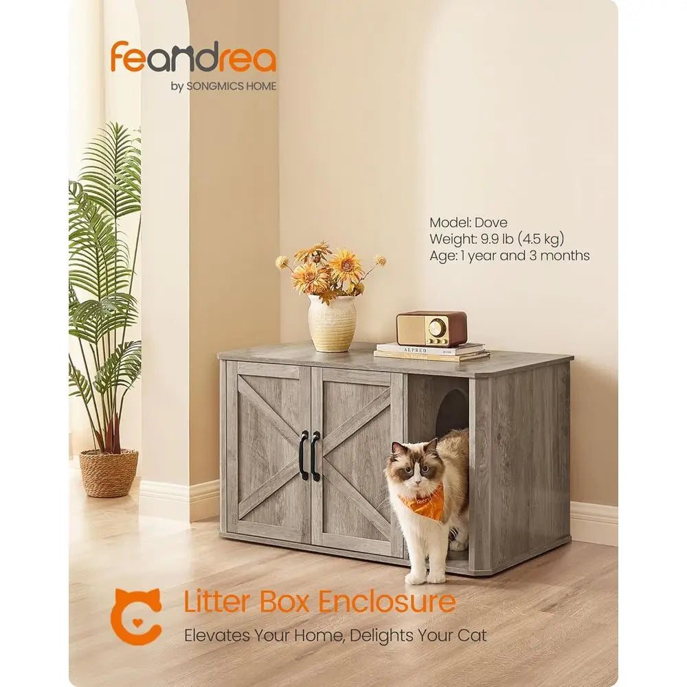 Litter Box Enclosure For Cats Front Entry And Double Doors