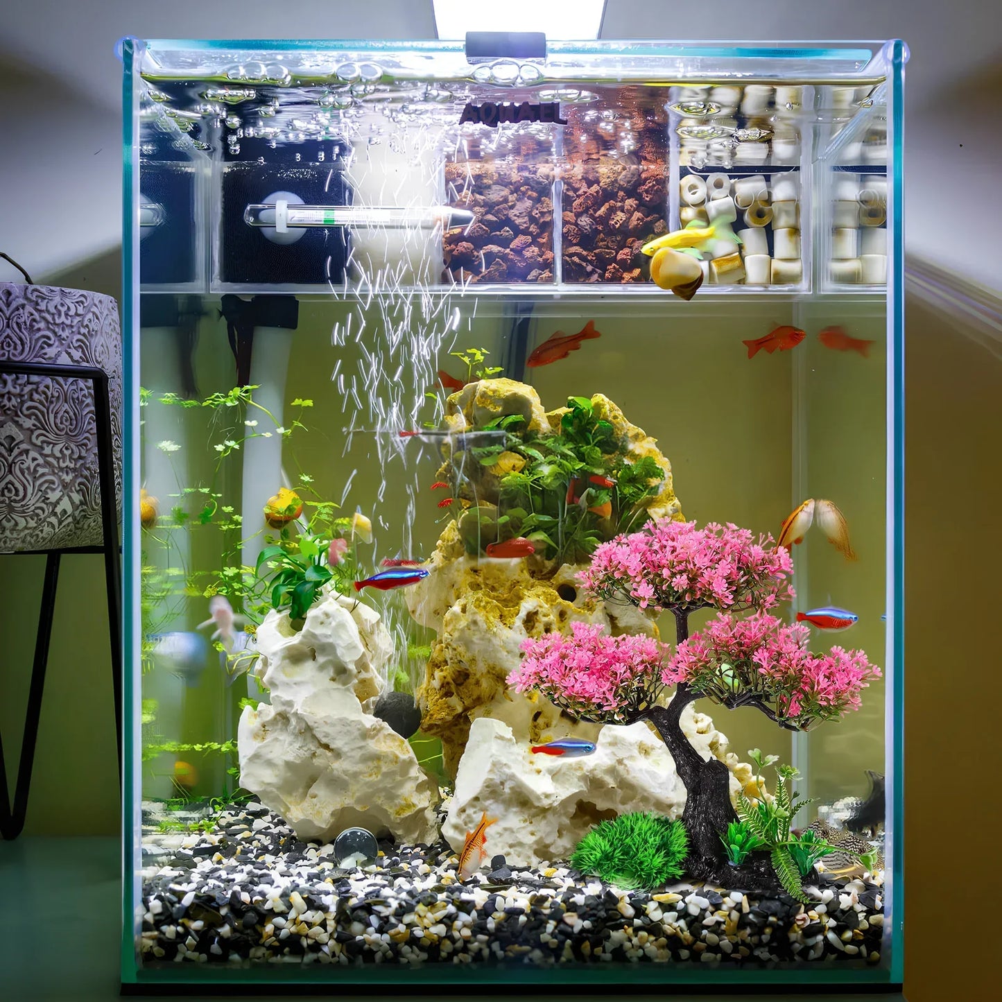 Artificial Aquarium Plant Set for Fish Tank and Turtle Habitat