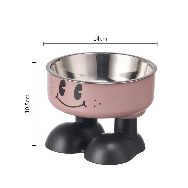 Pet Feeding Bowl Cat Dog Large Capacity Elevated Anti Choking Neck Protection Cartoon Stainless Steel Indoor Daily All Size Matching Stand