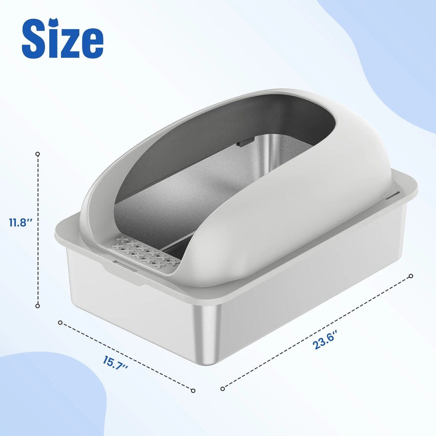 Stainless Steel Cat Litter Box With Lid And Mat
