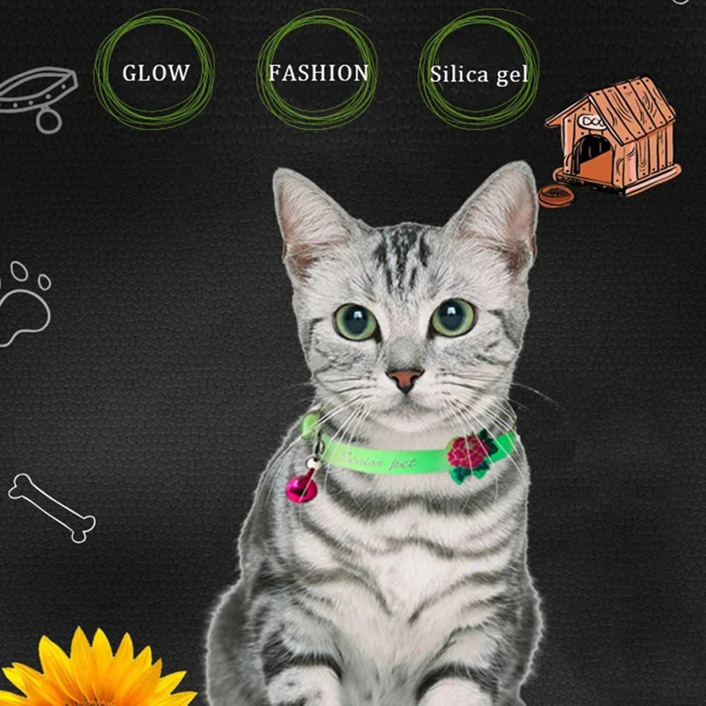 Luminous Silicone Cat Necklace With Bell Collar