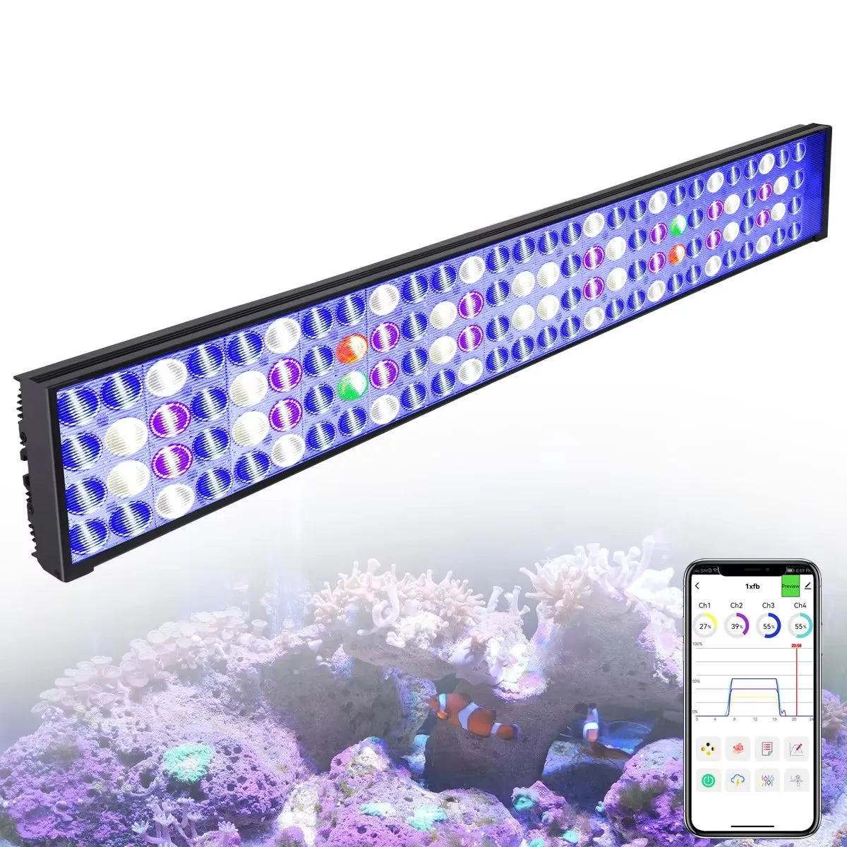 PopBloom Hertz H75 WiFi Dimmable LED Aquarium Light Smart App