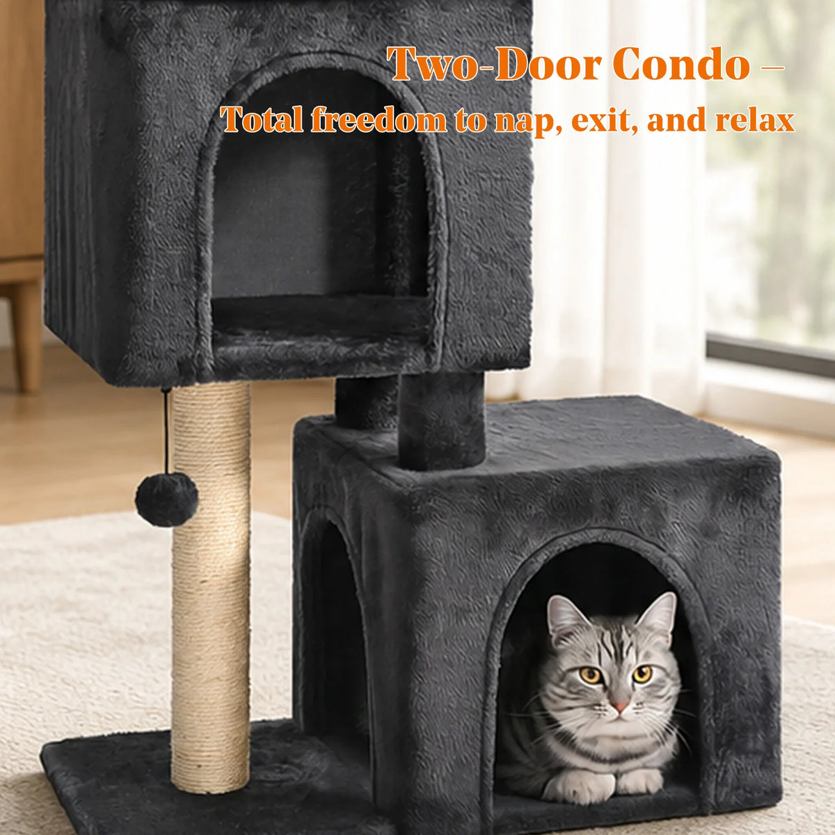 Pawz Road 30 Inch Cat Tree With Two Condos And Sisal