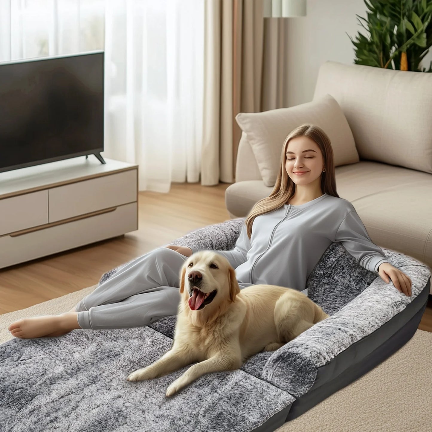 BINGOPAW Orthopedic Foldable Dog Bed With Plush Cushion And Bolster