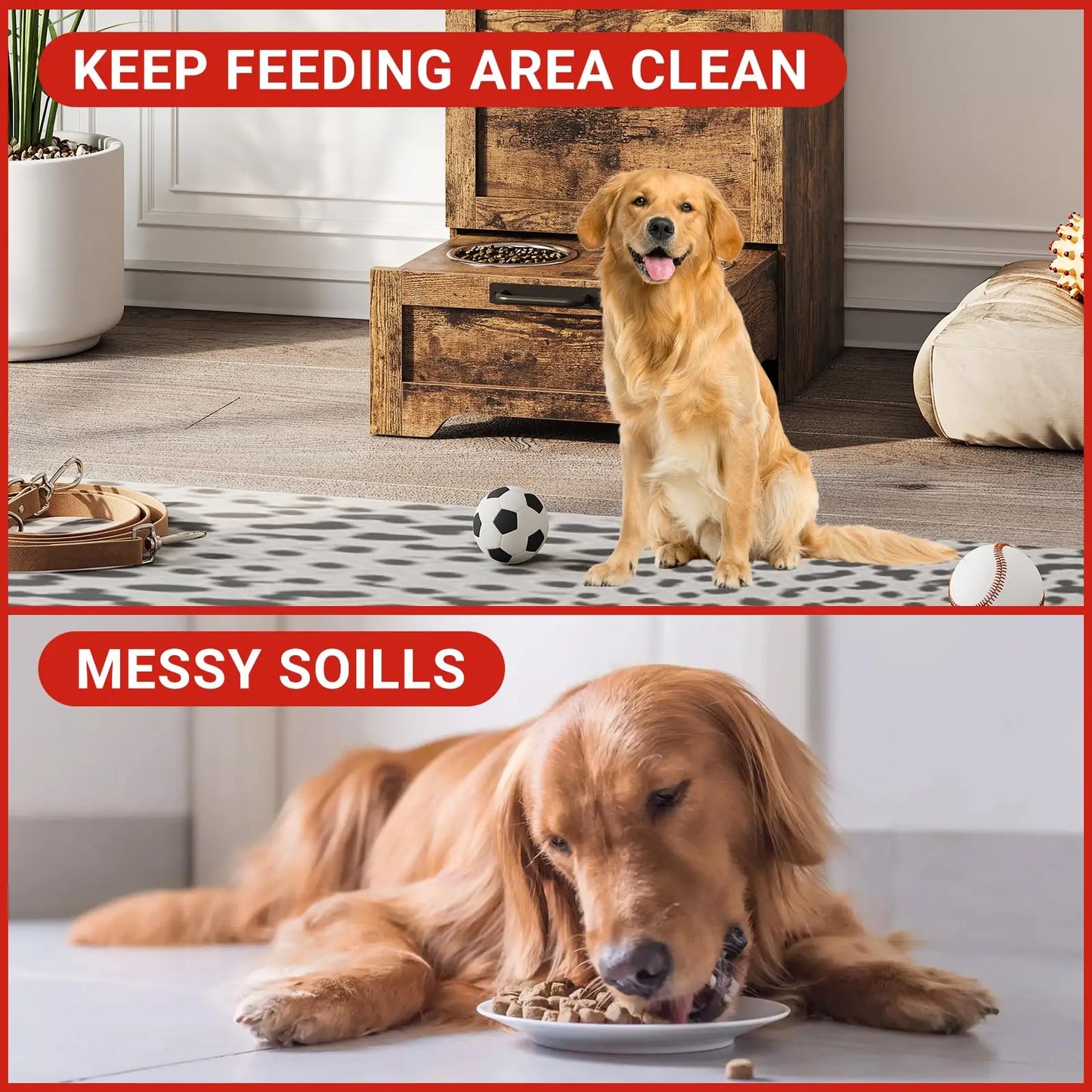 HiMISS Dog Food Storage Cabinet With Flip Top Leash Hooks