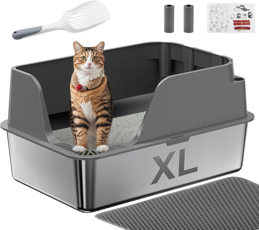 Stainless Steel Cat Litter Box Splash Proof Leak Resistant
