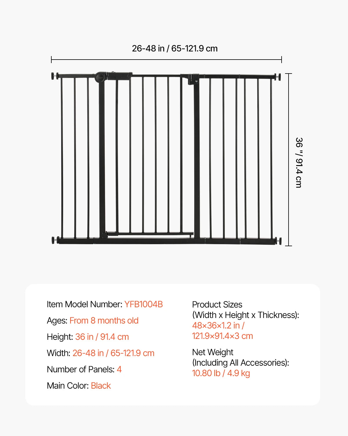 SucceBuy Baby Gate Pressure Mount Walk Through For Doorways