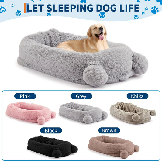 HiMISS Dog Bed With Removable Cover Blanket And Storage Pockets