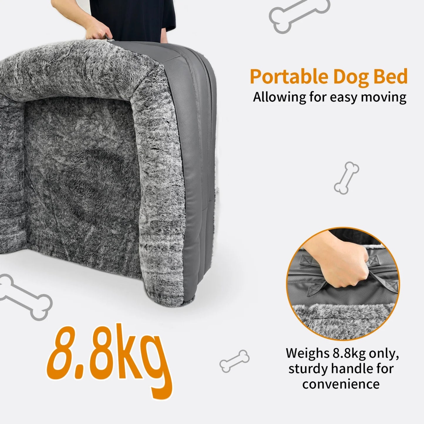 BINGOPAW Orthopedic Foldable Dog Bed With Plush Cushion And Bolster