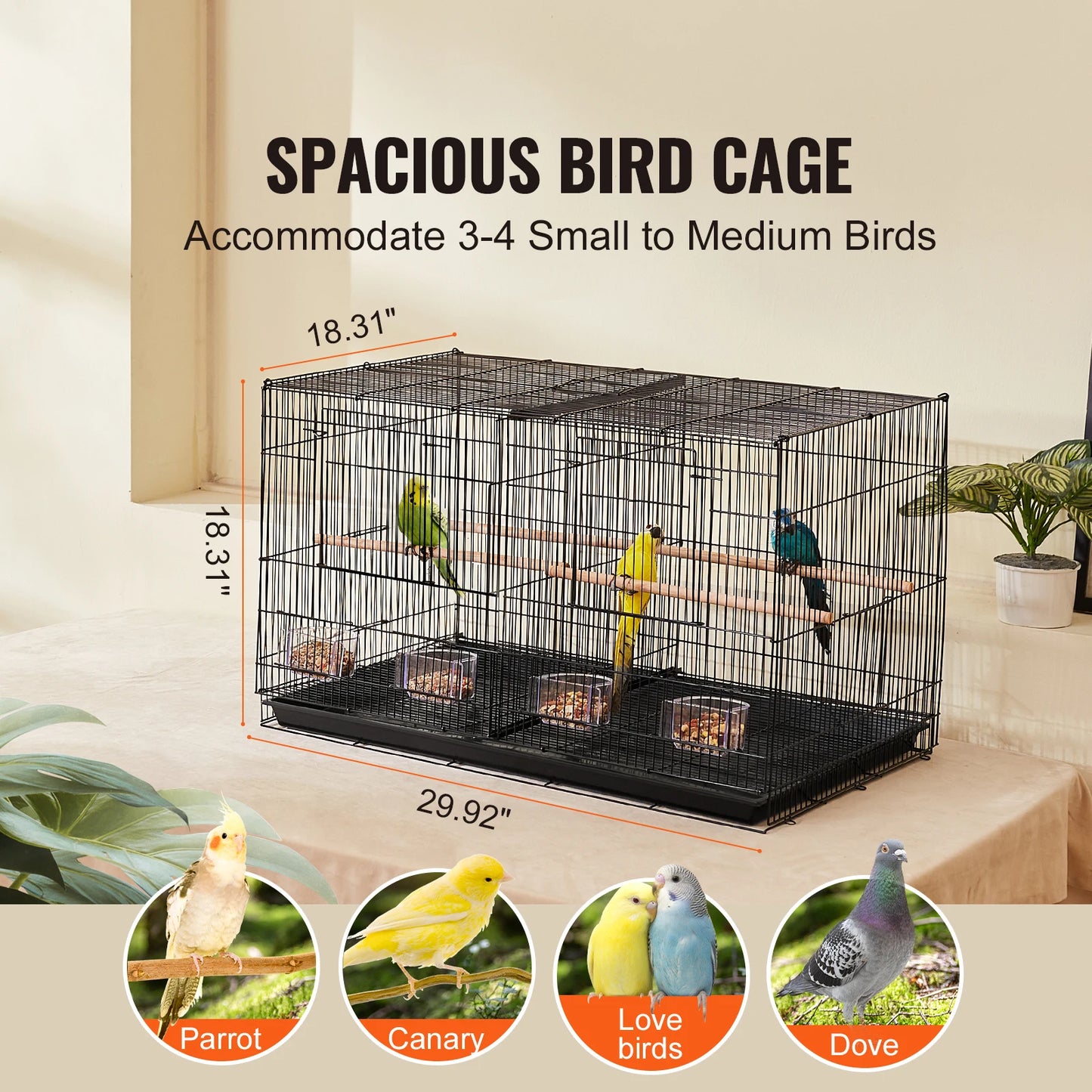 SucceBuy Stackable Divider Bird Cage For Travel With Handle