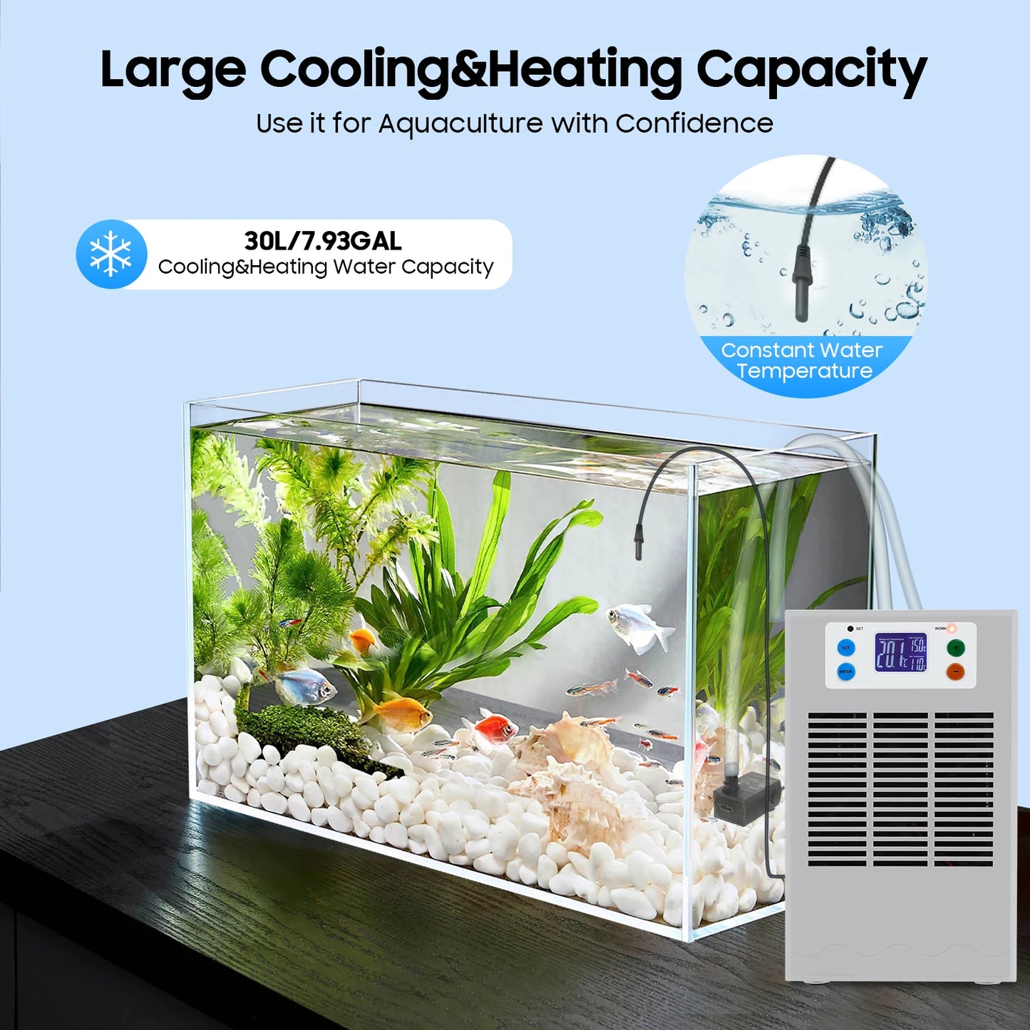 100W Aquarium Cooling And Heating Unit With LED Screen
