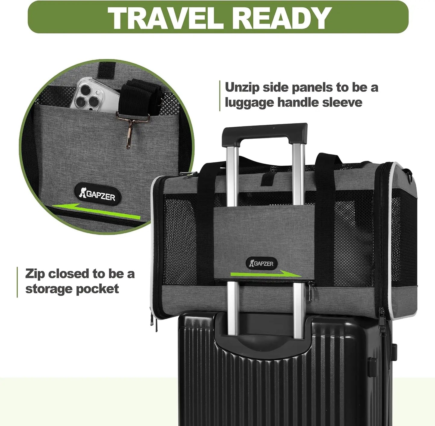 Soft Pet Carrier Bag 18x11x11 Top Load Travel Crate for Cats Dogs Puppies Under 25 lbs with Escape-Proof Zippers