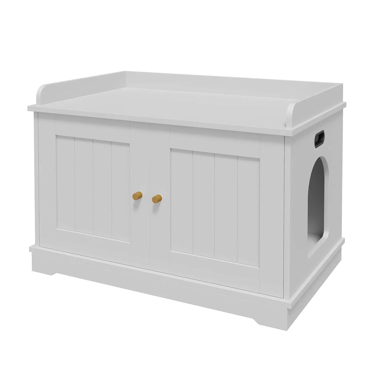 HiMISS Wooden Cat Litter Box Enclosure With Barn Door Ventilated