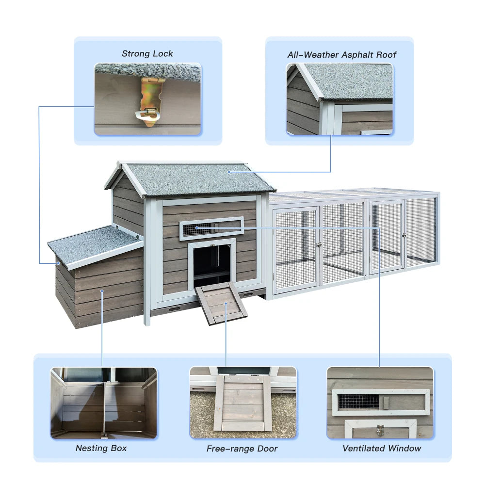 Wooden Chicken Coop Outdoor Hen House with Nesting Box