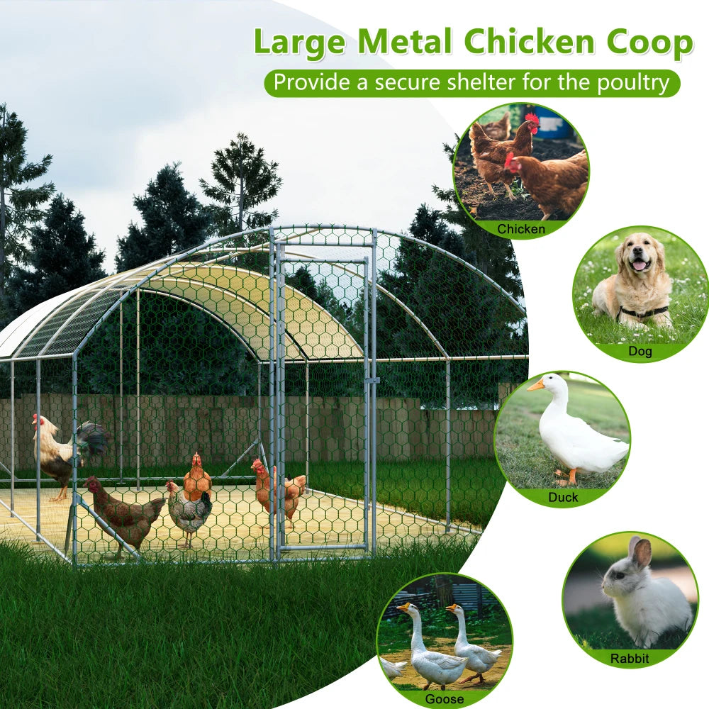 Aluminum Chicken Coop With Waterproof Cover Walk-In Poultry Cage