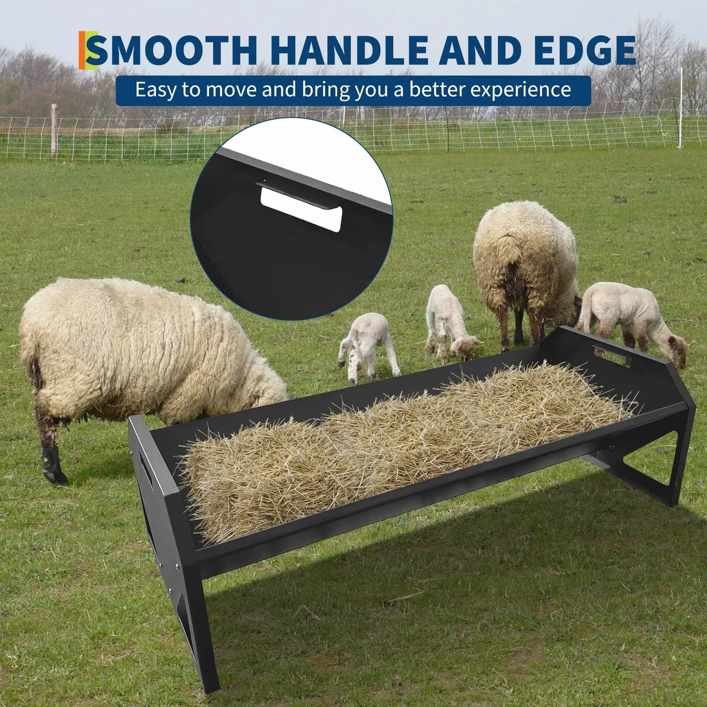 HiMISS Galvanized Steel Livestock Feeder With Rustproof V Shaped Bottom