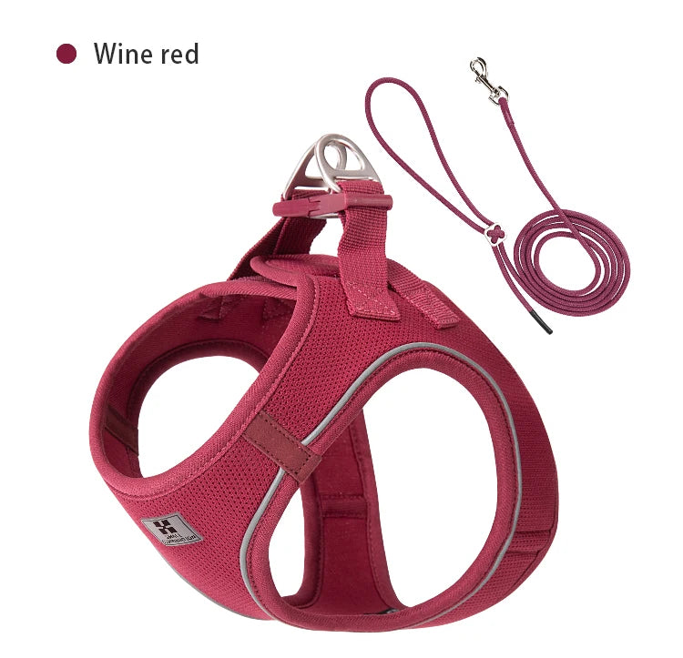 Small Combination Dog Harness Leash Set Reflective Adjustable