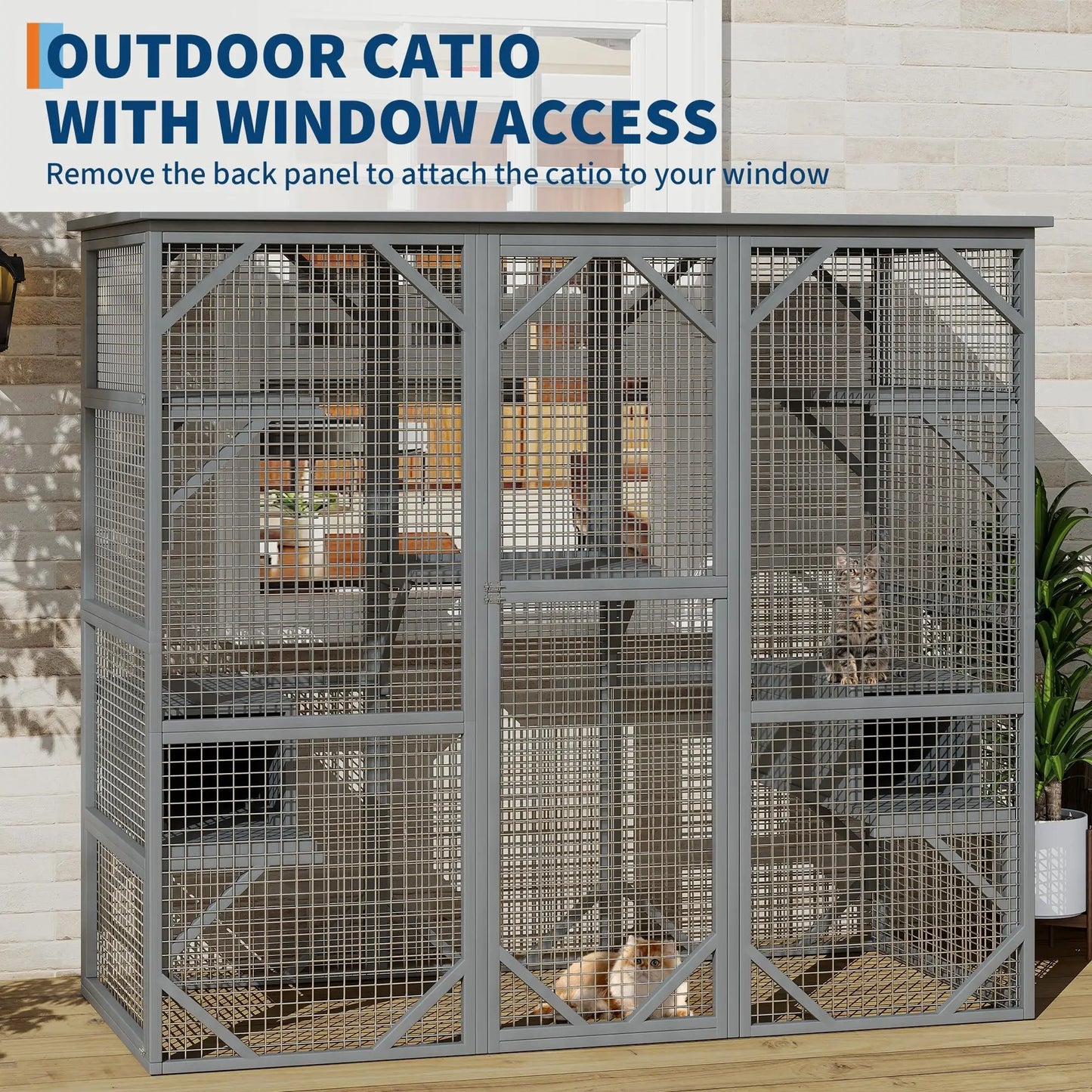 HiMISS Walk In Catio Enclosure With Window And Locking Doors