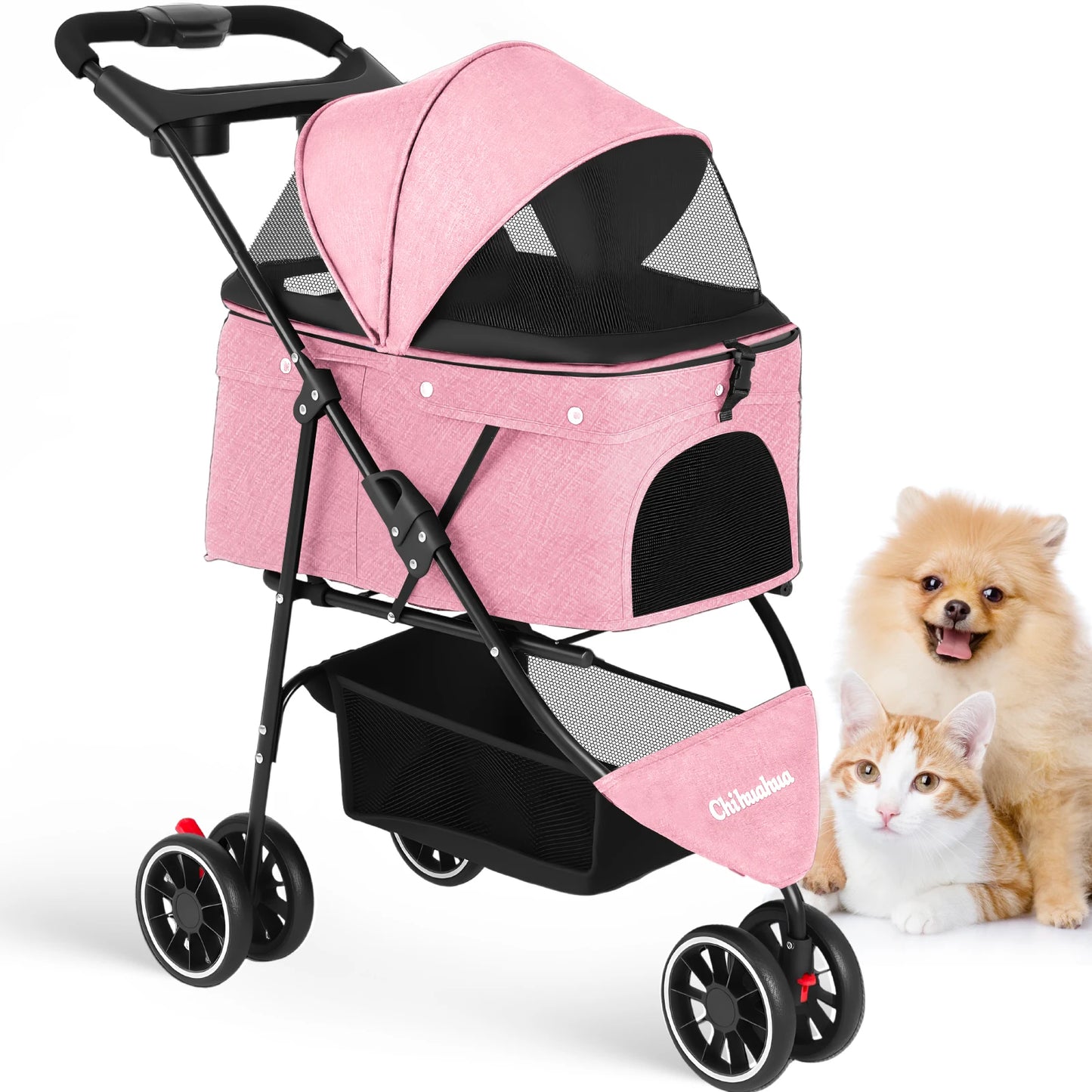 Chihuahua Portable Foldable Pet Stroller Travel Carrier With Canopy
