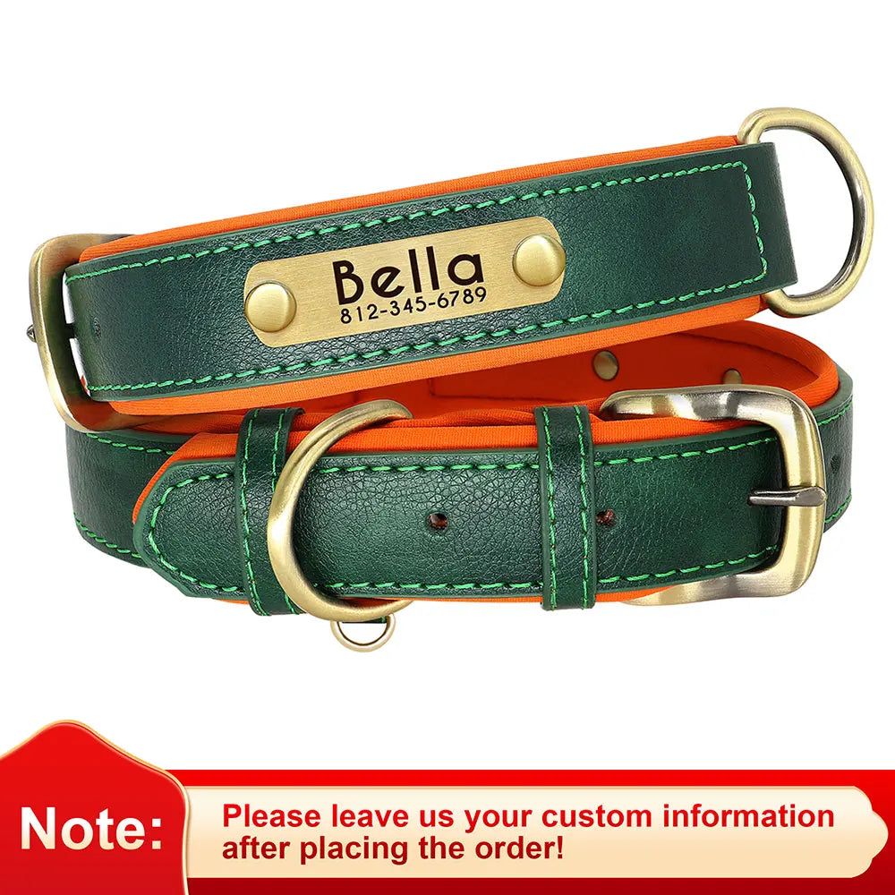 Didog PU Leather Nameplate Dog Collar With Engraving