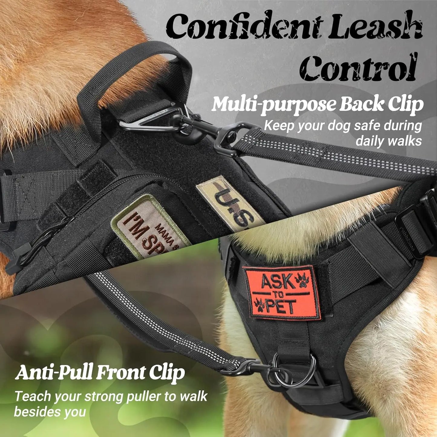 Tactical Heavy Duty Dog Harness For Large Breeds No Pull