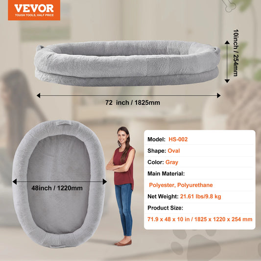 SucceBuy Human Dog Bed With Orthopedic Foam And Fur Cover