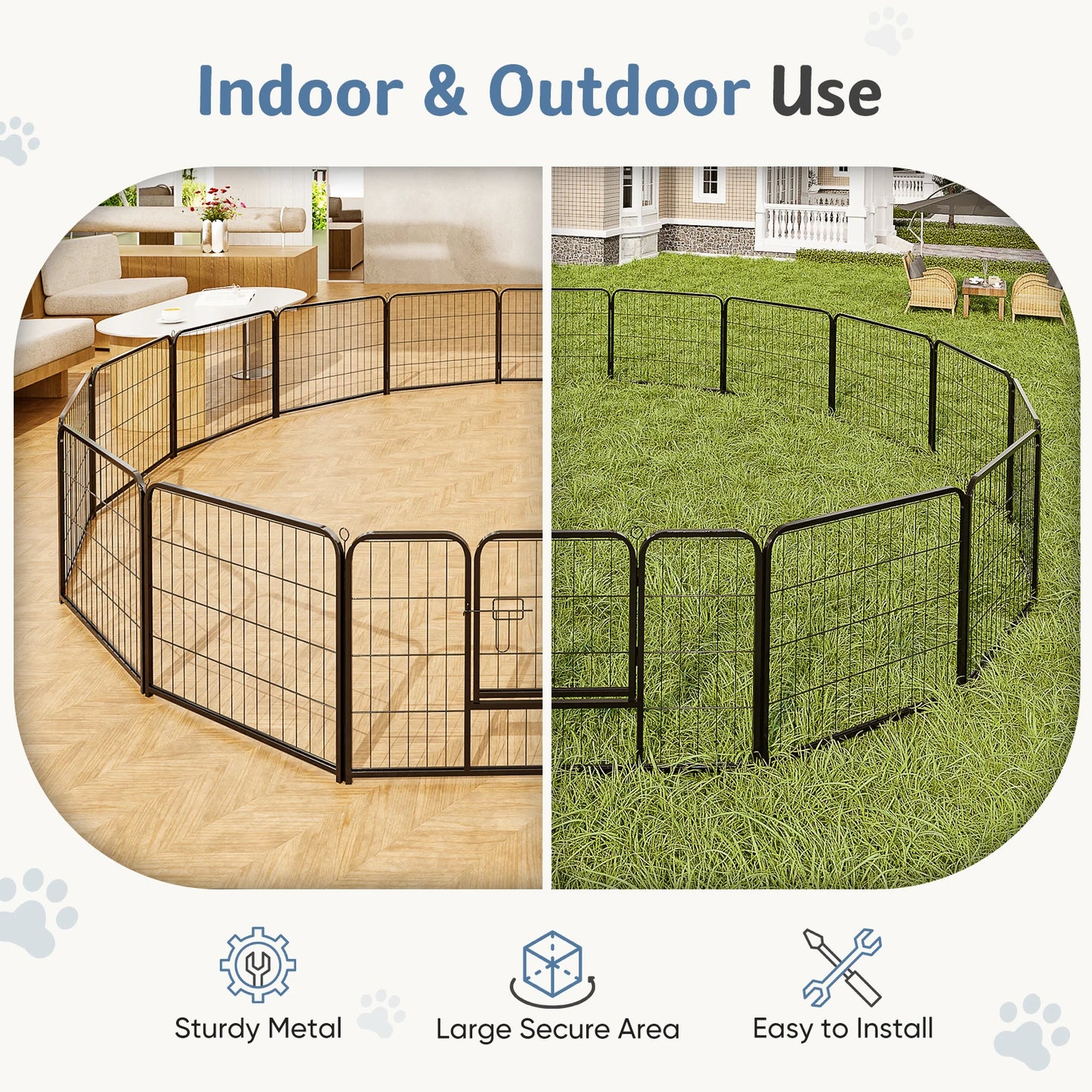 JHK Foldable Dog Playpen For Outdoor Use