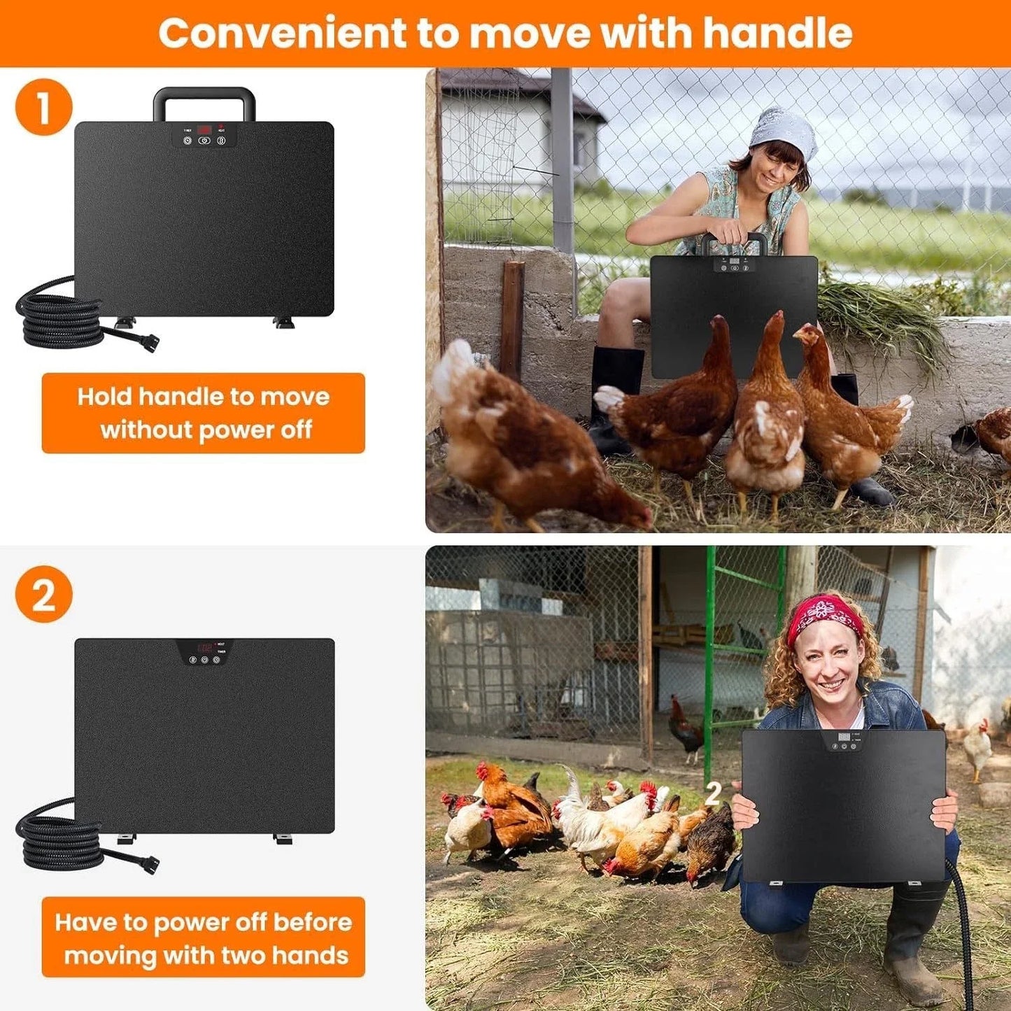 Chicken Coop Heater Thermostatic Panel With Adjustable Temperature For Poultry