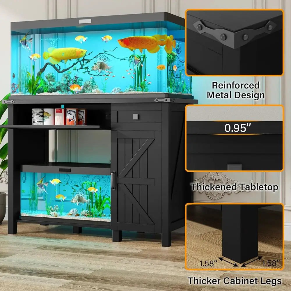 Aquarium Stand With Power Outlets And Adjustable Shelves