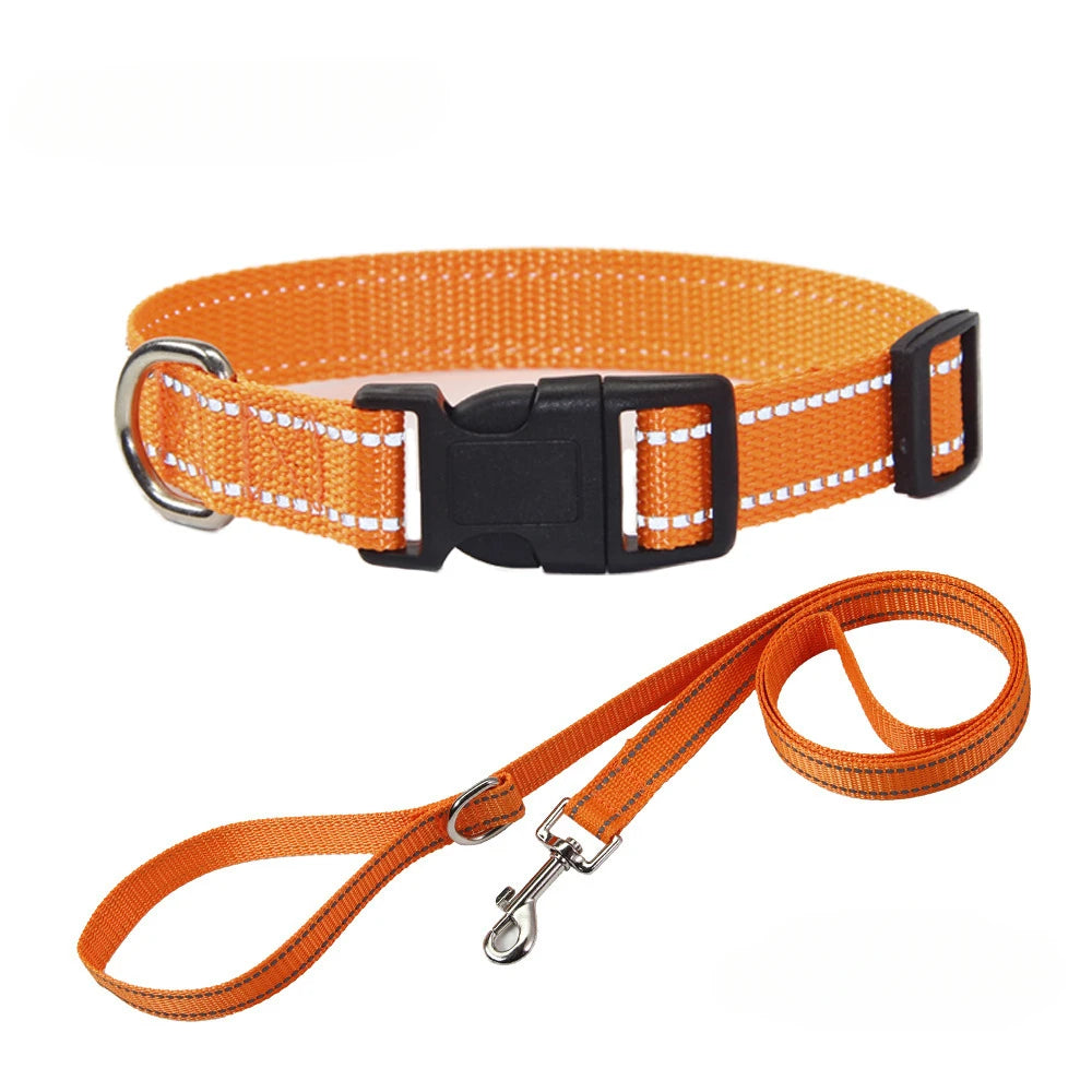 Nylon Collar Leash Set Adjustable Durable Small Medium Large Dog Safe Nylon Daily Walking Outdoor