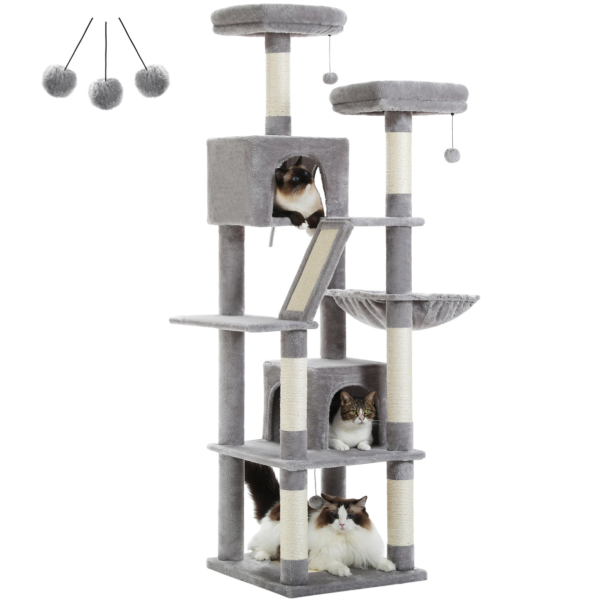 Pawz Road Large Multi-Level Plush Cat Tree With Scratching Posts