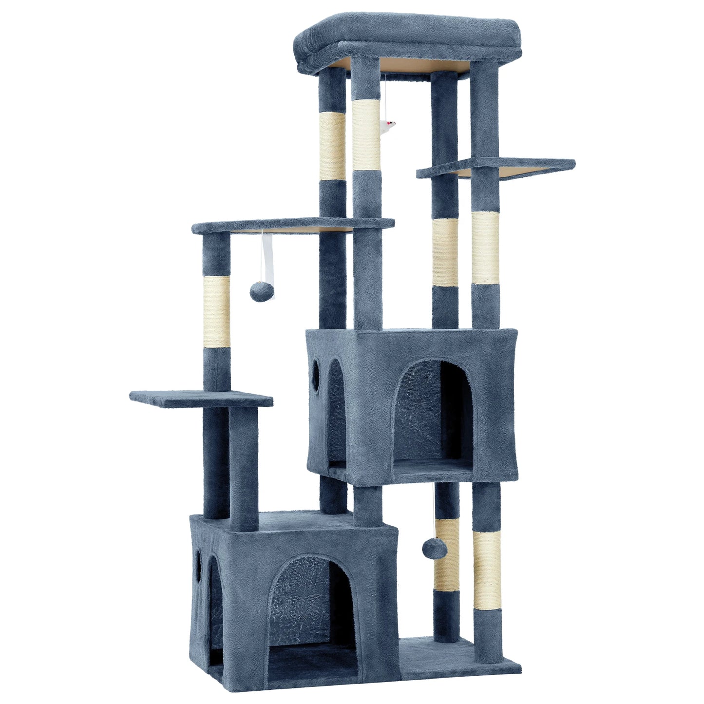 HiMISS Cat Tree Tower For Large Cats Maine Coon With Perch And Condos