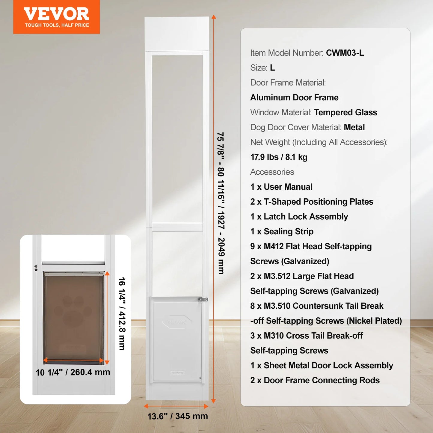 Adjustable Dog Door For Sliding Glass Door Aluminum Frame