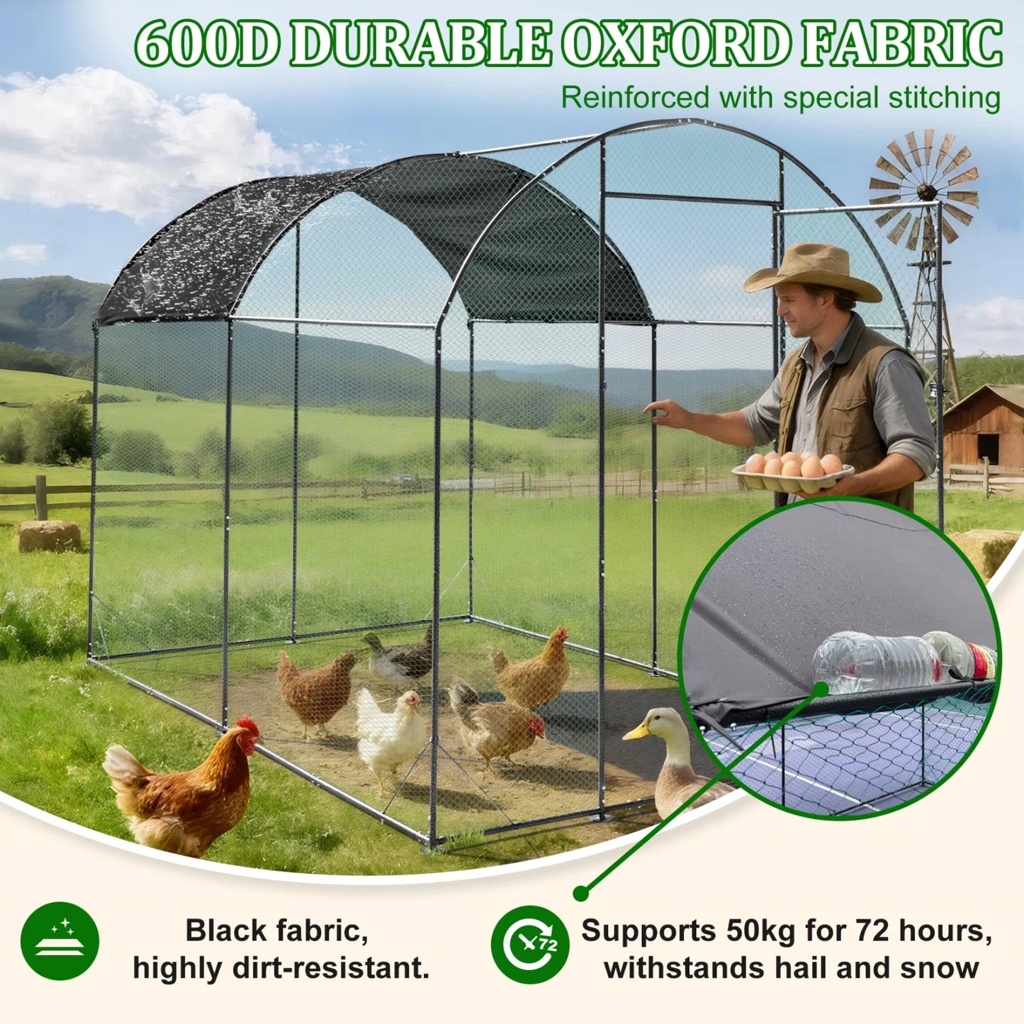 BINGOPAW Metal Walk In Chicken Coop For Backyard Farm