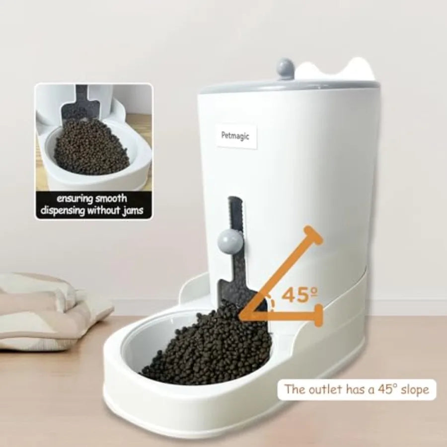 Gravity cat Feeder by is a 3.6L Large-Capacity cat Food and Water Bowl Set. This Two-piece Set is Suitable for pet Feeding, Inc
