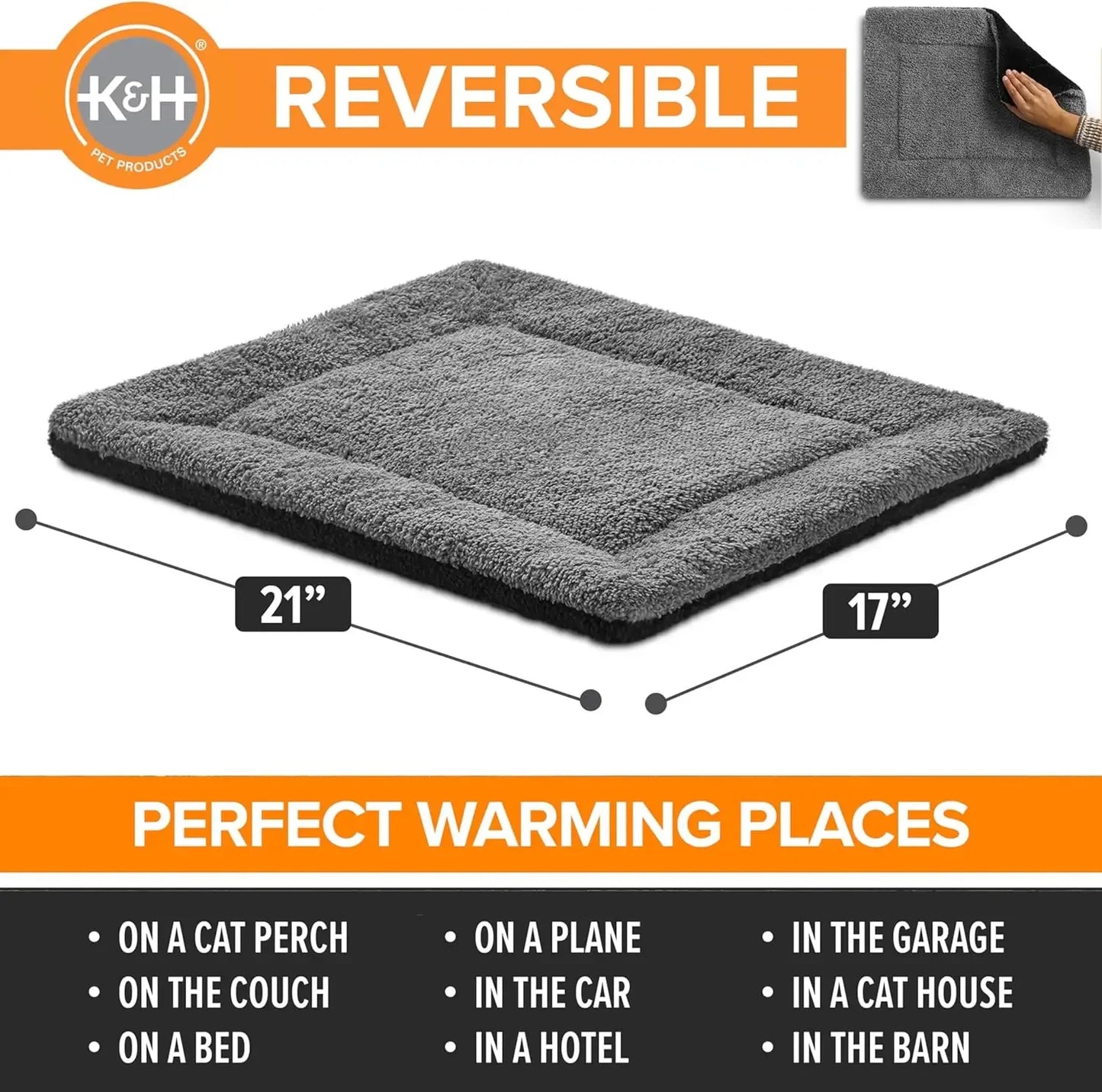 Self-Warming Cat Bed Pad, Self Heating Pad for Outdoor Cat Houses, Warming Mat for Indoor Pet Beds & Furniture, Reversible Blank