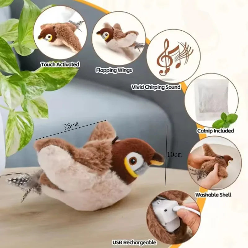 Interactive Touch Activated Flapping Bird Plush Pet Toy