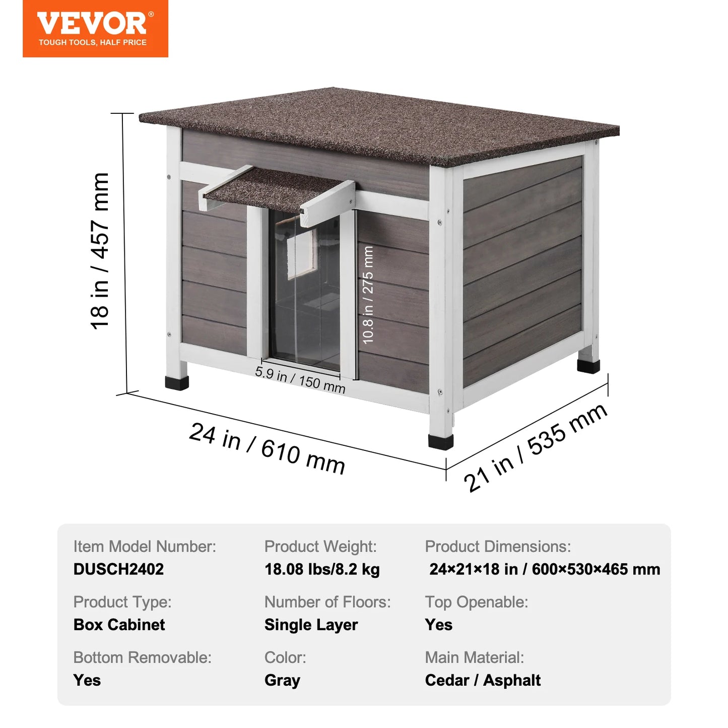 SucceBuy Outdoor Cat House Weatherproof Wooden Shelter With Insulation