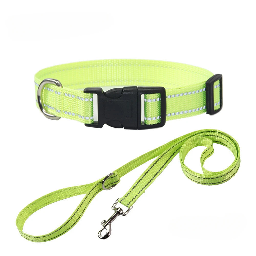 Nylon Collar Leash Set Adjustable Durable Small Medium Large Dog Safe Nylon Daily Walking Outdoor