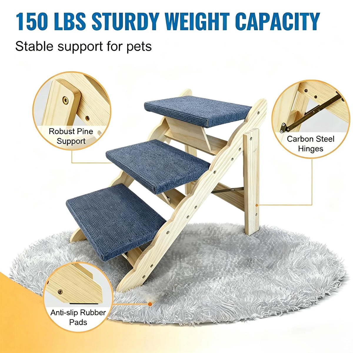 DishyKooker Wooden Pet Stairs And Portable Dog Ramp