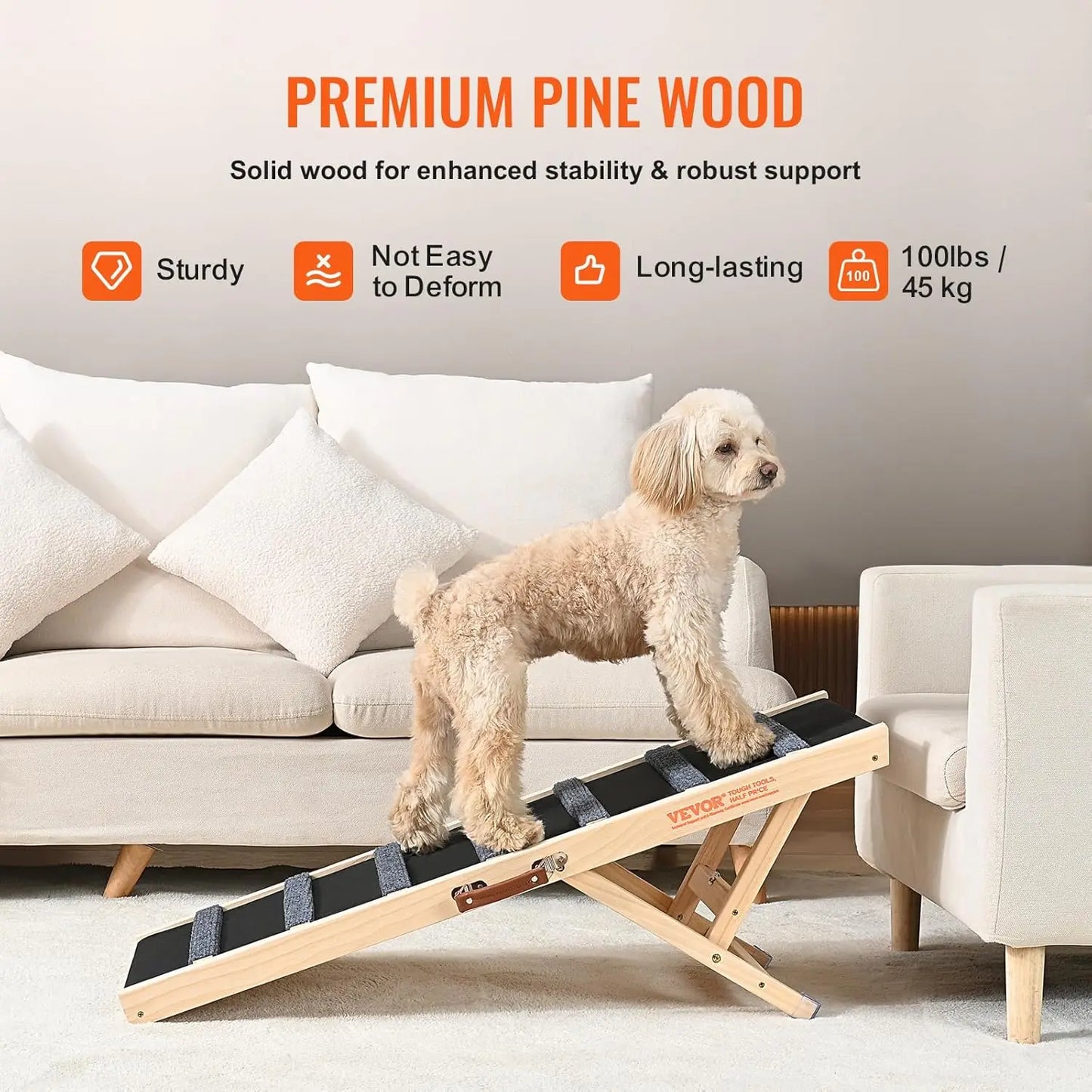 Wooden Dog Folding Ramp For Bed And Stairs Home Use