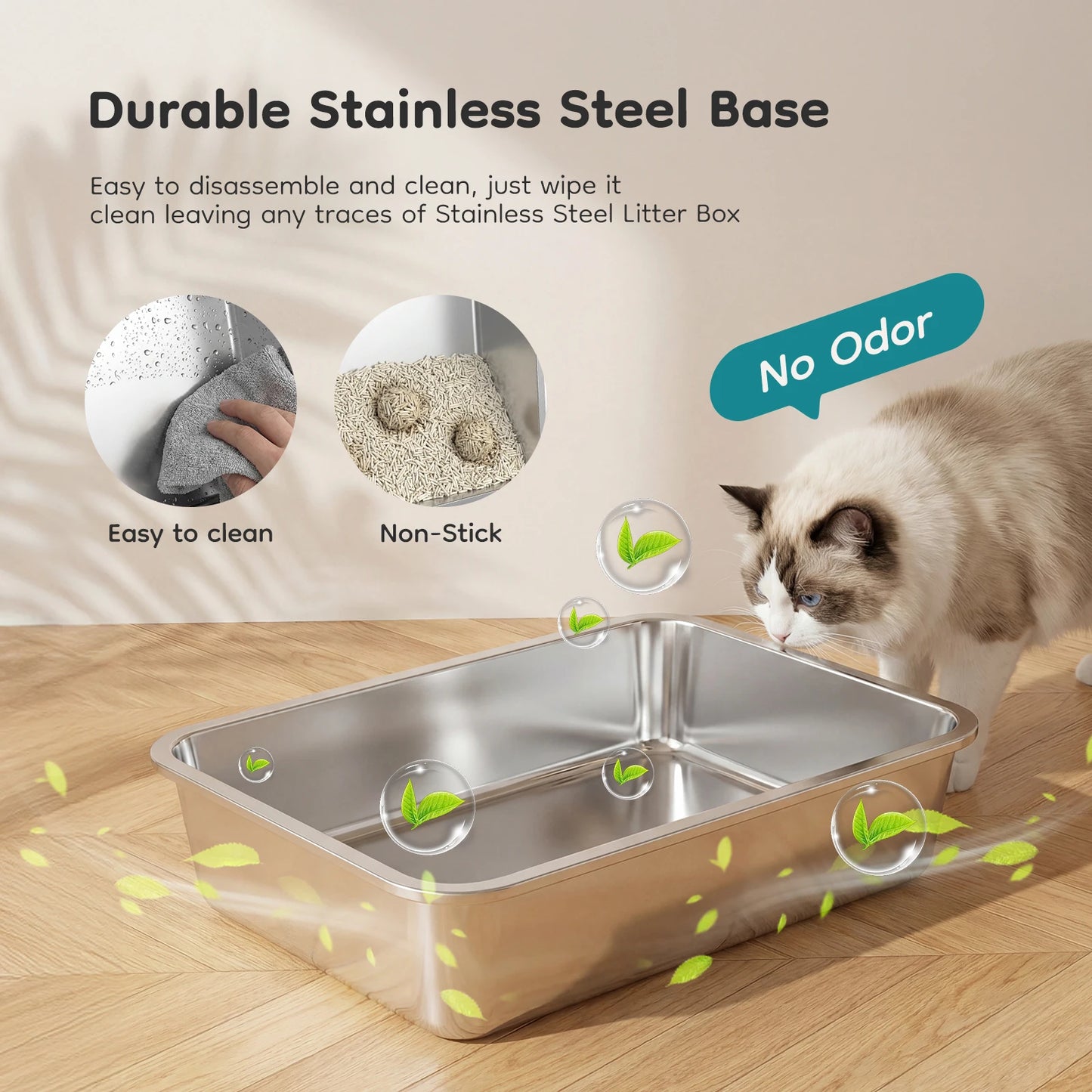 JHK Stainless Steel Cat Litter Box Scoop And Mat Included